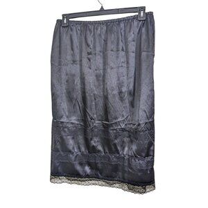 Womens Half Slip Black Lace 29 inches Long Cotton Polyester Size Large Intimates